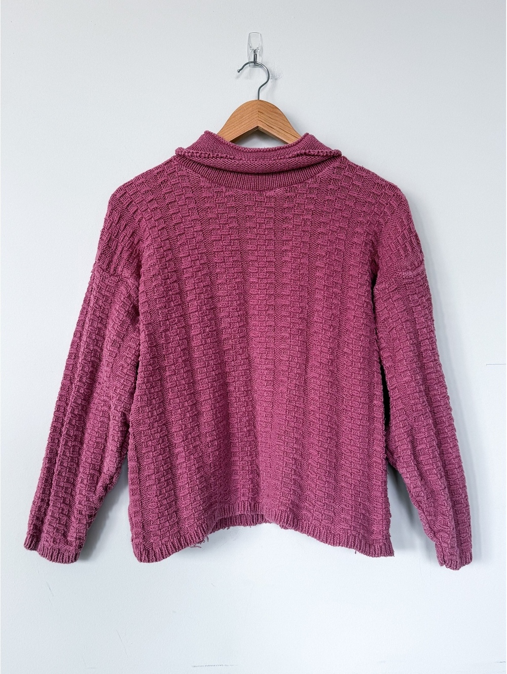Vintage Pink Turtleneck Knit Y2K 100% Cotton Long Sleeve Sweater